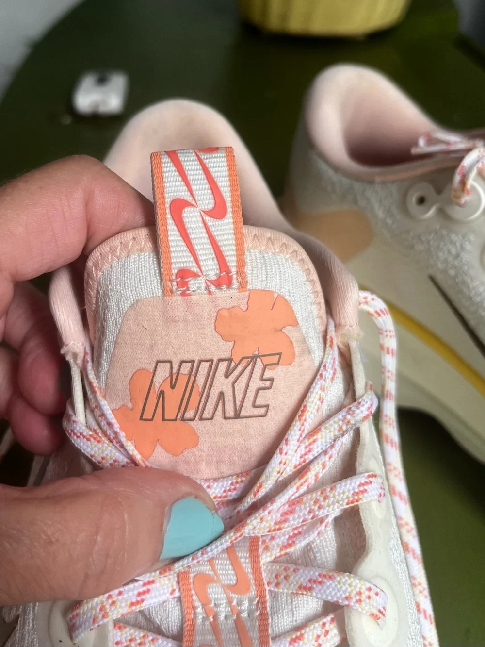 Nike Women’s White Sneakers with Pink Lining and Yellow Trim